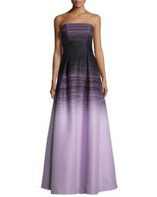 Halston Heritage Strapless Ombre Ball Gown