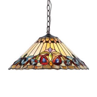 Chloe Lighting Ambrose 2 Light Chrome Tiffany Style Victorian Ceiling Pendant Fixture with 18 in. Shade CH33318VI18 DH2