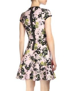 Erdem Floral Print Fit & Flare Dress, Pink/Black