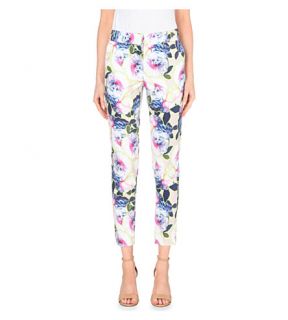 WAREHOUSE   Floral print stretch cotton trousers