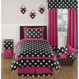 Sweet Jojo Designs Girls Polka Dot 4 piece Twin Comforter Set