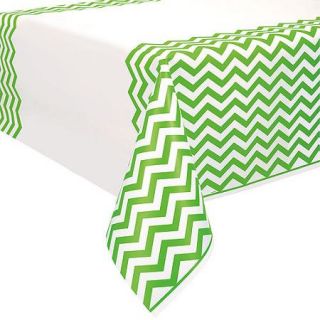 Plastic Lime Green Chevron Table Cover, 108" x 54"