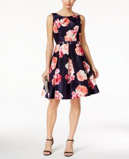 Jessica Howard Petite Belted Floral Jacquard Dress   Dresses   Women
