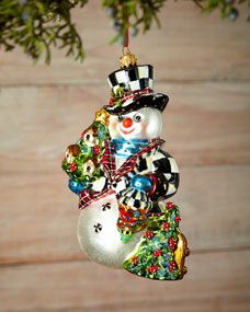 MacKenzie Childs Mr. Snow Christmas Ornament