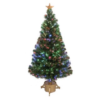 Merske Jolly Work4 ft Pre Lit Pine Artificial Christmas Tree with Fiber Optic Multicolor LED Lights