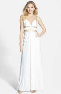 Betsy & Adam Beaded Cutout Jersey Gown