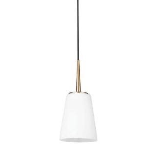 Sea Gull Lighting Driscoll 1 Light Satin Bronze Fluorescent Mini Pendant with Inside White Painted Etched Glass 6140401BLE 848