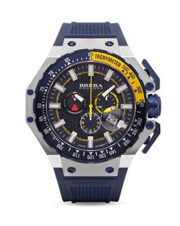 BRERA OROLOGI Gran Turismo Navy Blue Ionic Plated Stainless Steel Watch with Navy Blue Rubber Strap, 54mm