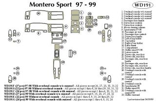 1999 Mitsubishi Montero Sport Wood Dash Kits   B&I WD191D DCF   B&I Dash Kits