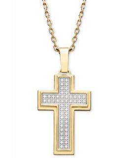 Mens Diamond Necklace, Stainless Steel Diamond Cross Pendant (1 ct. t