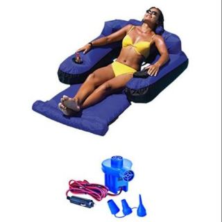 Swimline 9047 Swimming Pool Fabric Inflatable Floating Lounger w/ 12V Air Pump