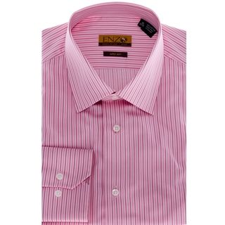 Mens Pink Striped Cotton Dress Shirt   Big