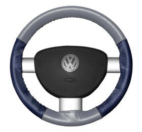 2011 2016 Jeep Grand Cherokee Leather Steering Wheel Covers   Wheelskins Grey/Blue Perf 15 1/4 X 4 3/8   Wheelskins EuroPerf Perforated Leather Steering Wheel Covers