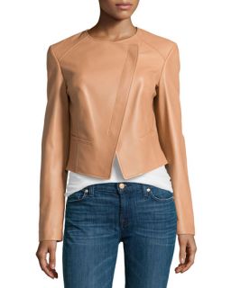 Michael Kors Asymmetric Leather Jacket, Suntan