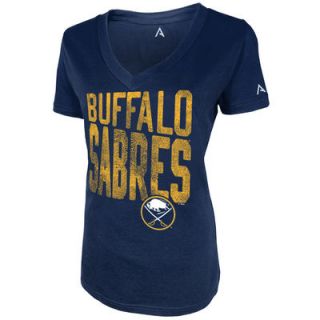 Alta Gracia (Fair Trade) Buffalo Sabres Womens Cotton V Neck Slim Fit T Shirt   Navy Blue