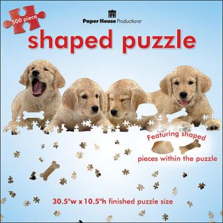 Jigsaw Shaped Puzzle 500 Pieces   Golden Retriever Puppies    White Mountain Puzzles