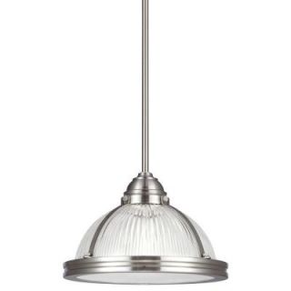 Sea Gull Lighting Pratt Street Prismatic 1 Light Brushed Nickel Fluorescent Pendant with Prismatic Glass and Diffuser 65060BLE 962