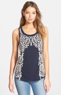 Lucky Brand Floral Embroidered Cotton Tank