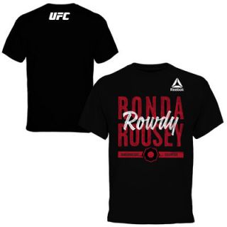Rowdy Ronda Rousey UFC 184 Reebok Stacked T Shirt   Black