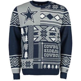 Dallas Cowboys Klew Patches Crew Neck Ugly Sweater   Navy