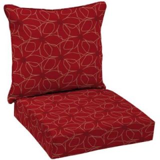 Hampton Bay Chili Stitch Floral Welted 2 Piece Pillow Back Outdoor Deep Seating Cushion Set JC20911B 9D1