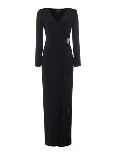 Lauren Ralph Lauren Pascha long sleeve wrap gown Black