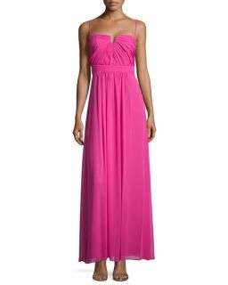 Laundry by Shelli Segal Sweetheart Sleeveless Pleated Gown, Neon Watermelon