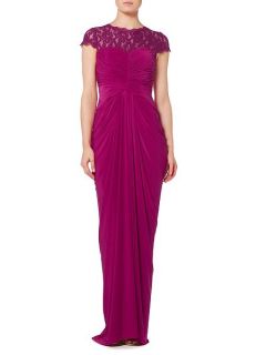 Adrianna Papell Venechia jersey gown with lace sleeves Dark Pink