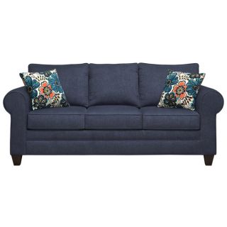 Art Van Saxon Navy Sofa with 2 Clementine Turquoise Accent Pillows