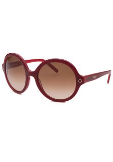 Women's Round Two Tone Red Sunglasses Logo Accent