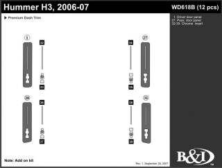2006 Hummer H3 Wood Dash Kits   B&I WD618B DCF   B&I Dash Kits