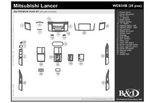 2008 2015 Mitsubishi Lancer Wood Dash Kits   B&I WD834B DCF   B&I Dash Kits