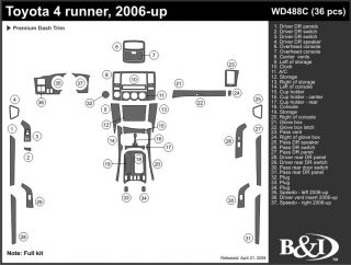 2006 2009 Toyota 4Runner Wood Dash Kits   B&I WD488C DCF   B&I Dash Kits