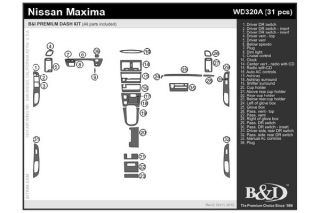 2000, 2001 Nissan Maxima Wood Dash Kits   B&I WD320A DCF   B&I Dash Kits
