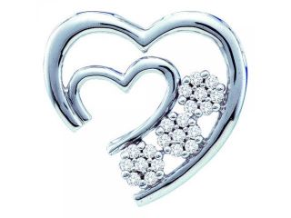 10k White Gold 0.07 CTW Diamond Heart Pendant   1.021 gram    #556   #55695 