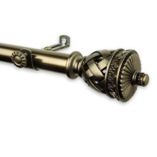 Rod Desyne 66 in.   120 in. Telescoping Curtain Rod Kit in Antique Brass with Arielle Finial 4894 664