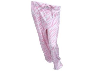 Faded Glory Womens Pink Zebra Stripes Fleece Sleep Pants Pajama Bottoms 