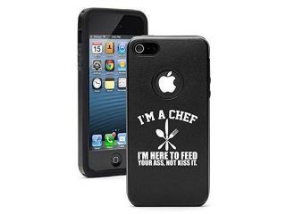 Apple iPhone 5c Aluminum Silicone Dual Layer Hard Case Cover Chef Here to Feed You (Black)