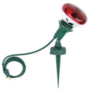 Globe Electric Weather Resistant Outdoor Green Stake Holder Flood Light Kit with Red Bulb 24114