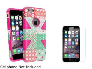 Insten Hot Pink Chic Hearts Silicone PC Slim Hybrid Case Cover + Clear Screen Protector for Apple iPhone 6 Plus 5.5"1985113