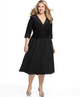 Jessica Howard Plus Size Portrait Collar A Line Dress   Dresses