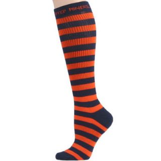 UTEP Miners Womens Orange Navy Blue Striped Knee High Socks