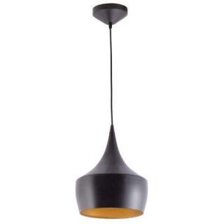 Globe Electric Modern Collection 1 Light Oil Rubbed Bronze Ceiling Hanging Light Fixture with Gold Interior 63871
