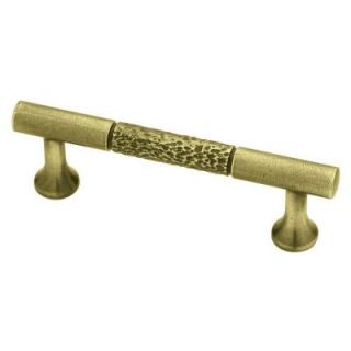 Liberty Circles & Scrolls 3 in. (76mm) Tumbled Antique Brass Rough and Smooth Flared Foot Cabinet Pull PBF573Y ABT C
