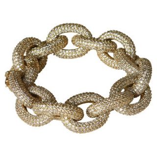 Cubic Zirconia Pavé Link Bracelet   Gold