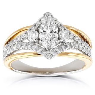 Annello 14k Two tone Gold 1ct TDW Art Deco Diamond Engagement Ring (H