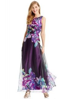 Tahari ASL Exploded Floral Print Sleeveless Gown   Dresses   Women