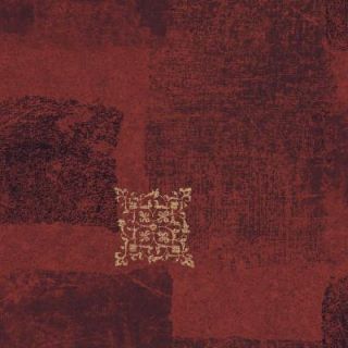 The Wallpaper Company 10 in. x 8 in. Red Jewel Tone Patchwork Scroll Wallpaper Sample WC1281016S