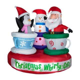 Gemmy Industries Airblown Animated Tea Cup Ride Christmas Decoration