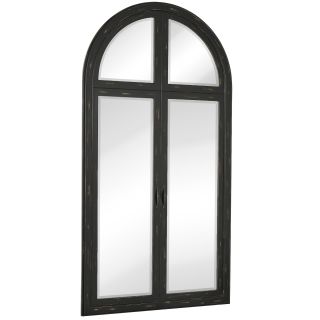 Large Black Beveled Glass Full length Arched Window Pane Wall Mirror